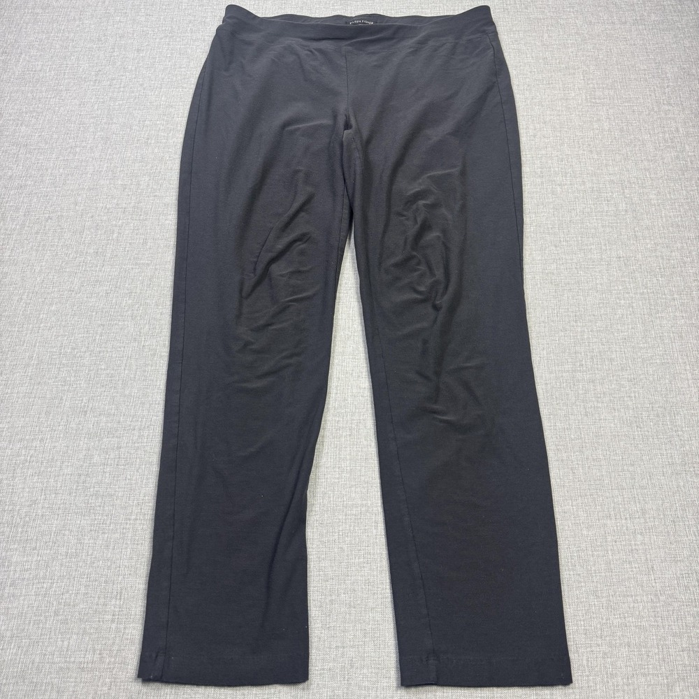 Eileen Fisher Leggings Womens Medium Black Ankle Viscose Nylon Spandex Stretch